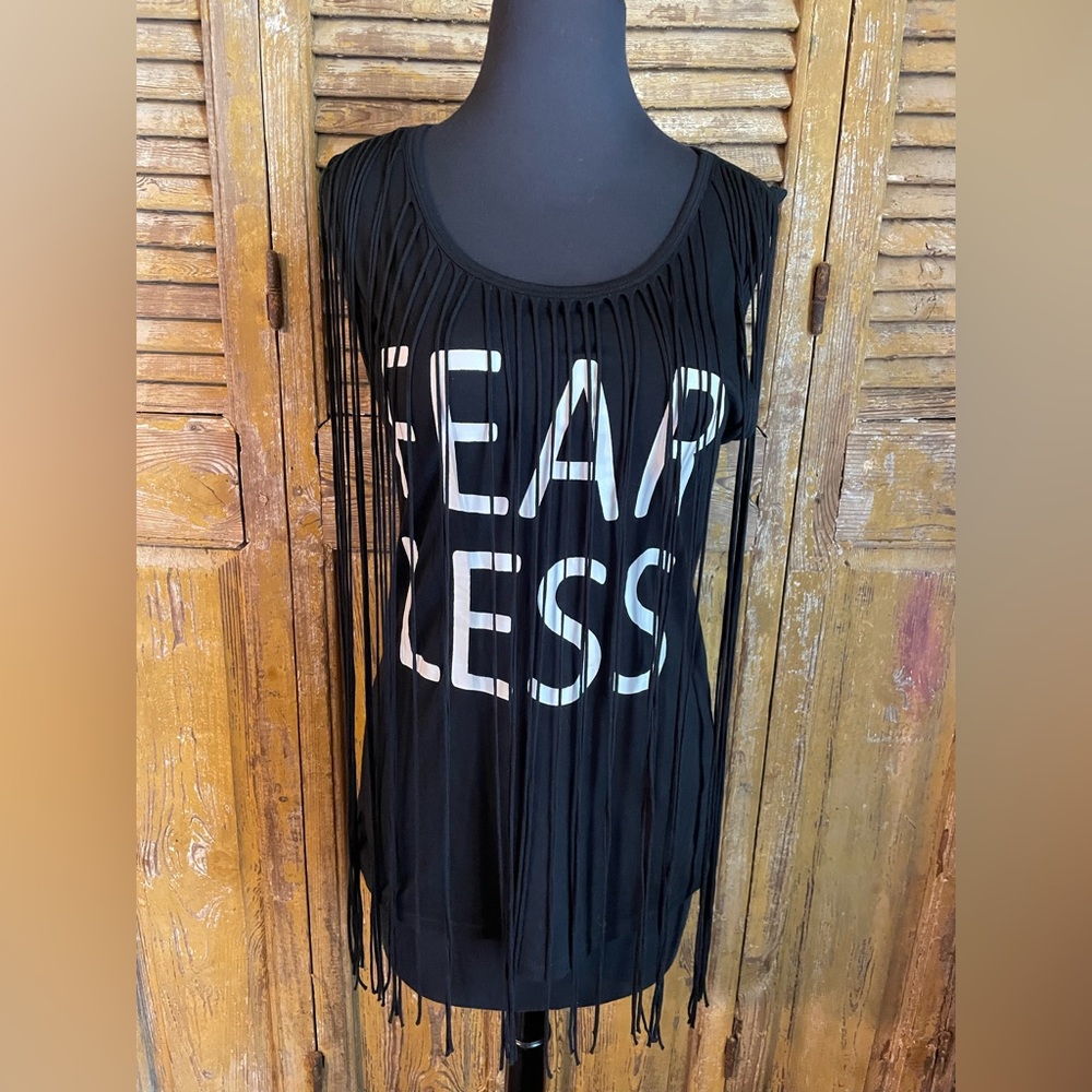 BOSTON PROPER 🖤FEAR LESS🖤 Fringe Tank Women’s Size XS